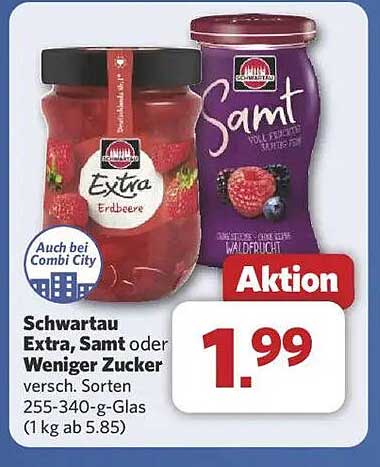 Schwartau Extra, Samt oder Weniger Zucker - Aktionsangebot