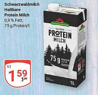 Schwarzwaldmilch Haltbare Protein Milch 0,9 % Fett, 75 g Protein/l