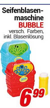 Seifenblasenmaschine BUBBLE - verschiedene Farben, inkl. Blasenlösung