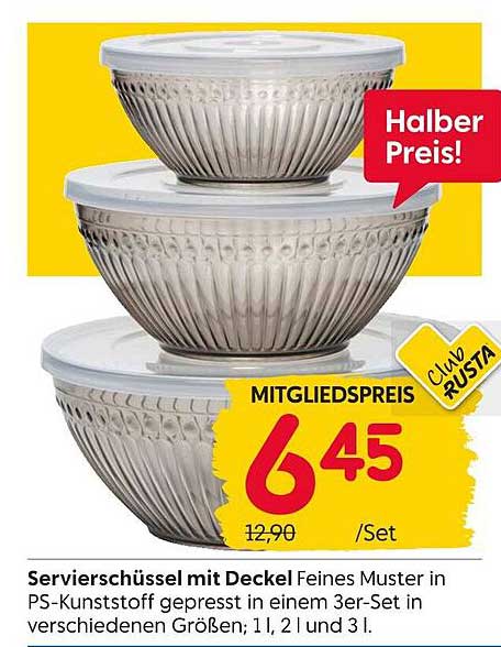 Servierschüsseln mit Deckel im praktischen 3er-Set