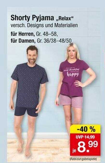 Shorty Pyjama „Relax“ – Verschiedene Designs und Materialien