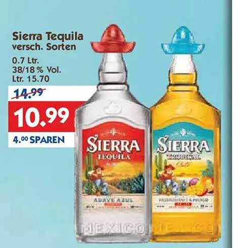 Sierra Tequila - verschiedene Sorten 0,7 L