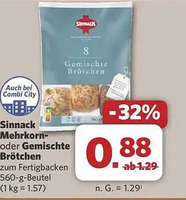 Sinnack Mehrkorn- oder Gemischte Brötchen 560-g-Beutel