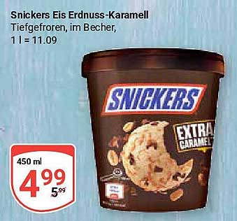 Snickers Eis Erdnuss-Karamell, 450 ml