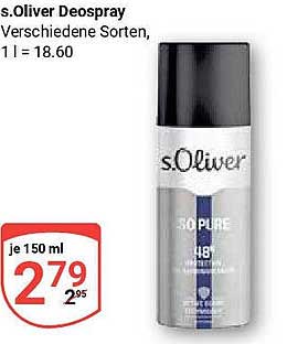 s.Oliver Deospray – Verschiedene Sorten, 150 ml