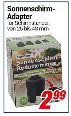Sonnenschirm-Adapter für Schirmständer, von 25 bis 48 mm