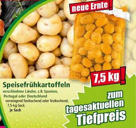 Speisefrühkartoffeln 7,5 kg Sack zum tagesaktuellen Tiefpreis