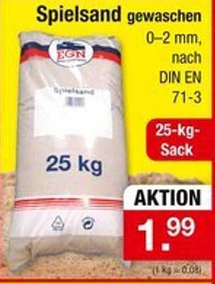 Spielsand gewaschen 0–2 mm, nach DIN EN 71-3 - 25-kg-Sack