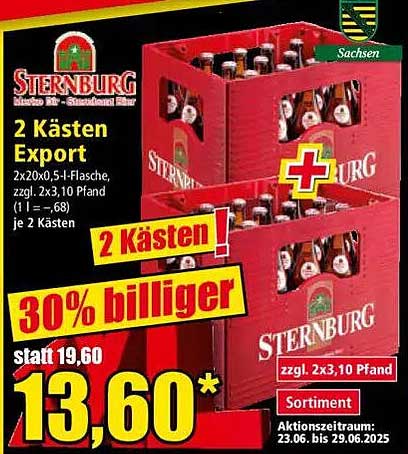 Sternburg 2 Kästen Export Bier - 30% Rabatt