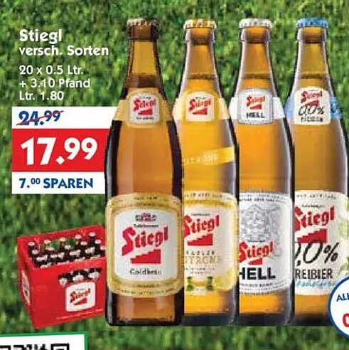 Stiegl verschiedene Sorten - 20 x 0.5 L