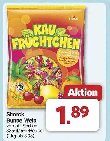 Storck Kau Früchtchen Bunte Welt 425 g