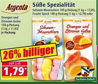 Süße Spezialität: Argenta Schaum-Meerestiere und Orangen & Zitronen Gelee
