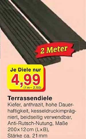 Terrassendiele - Hochwertige Kiefer, anthrazit, 2 Meter