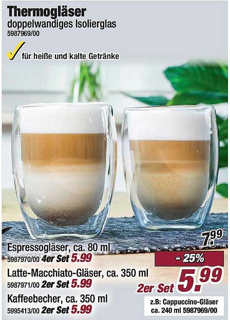 Thermogläser doppelwandiges Isolierglas