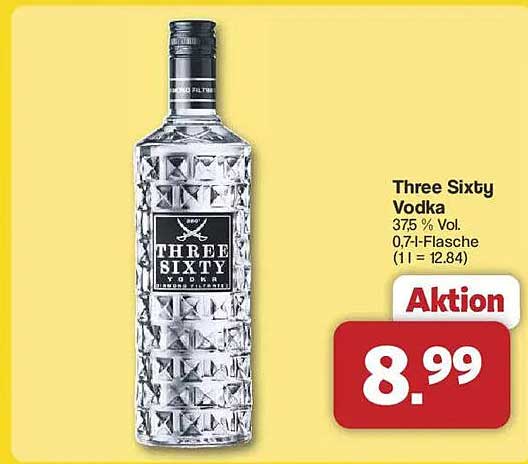 Three Sixty Vodka 0,7 l für nur 8,99 €