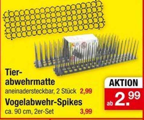 Tierabwehrmatte und Vogelabwehr-Spikes, 2 Stück