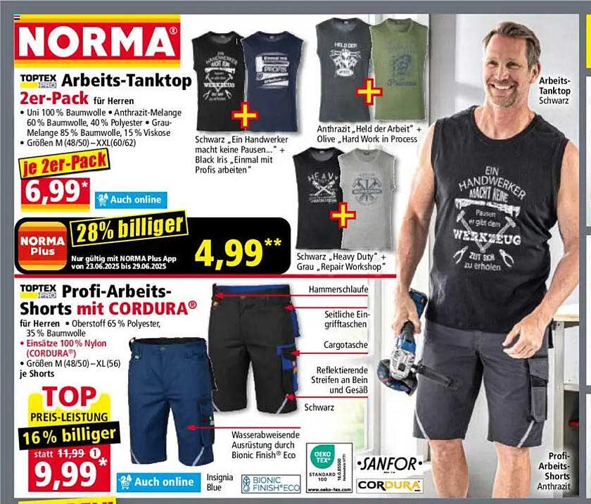 TOPTEX Arbeits-Tanktop 2er-Pack für Herren