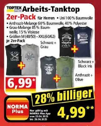 TOPTEX Arbeits-Tanktop 2er-Pack für Herren