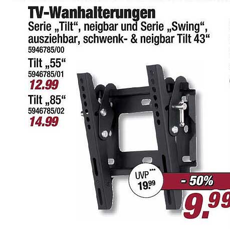 TV-Wandhalterungen Serie „Tilt“, neigbar und Serie „Swing“