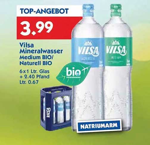 Vilsa Mineralwasser Medium BIO/Naturell BIO - Top-Angebot