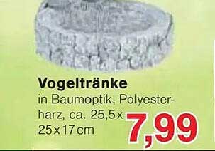 Vogeltränke in Baumoptik, Polyester-harz, ca. 25,5 x 25 x 17 cm