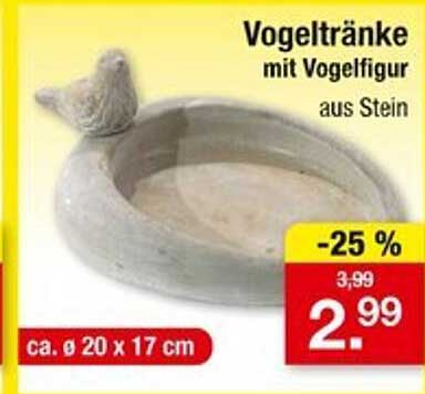 Vogeltränke mit Vogelfigur aus Stein