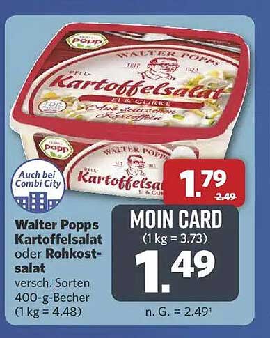 Walter Popps Kartoffelsalat oder Rohkostsalat 400-g-Becher