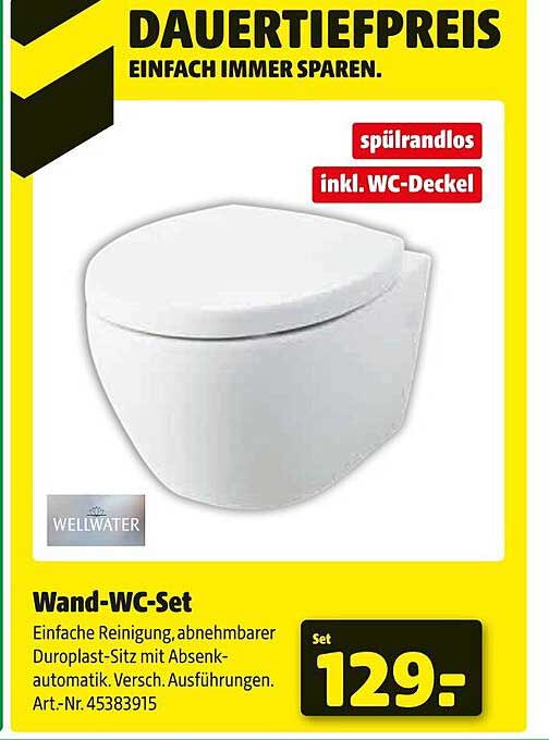 Wand-WC-Set mit abnehmbarem Duroplast-Sitz