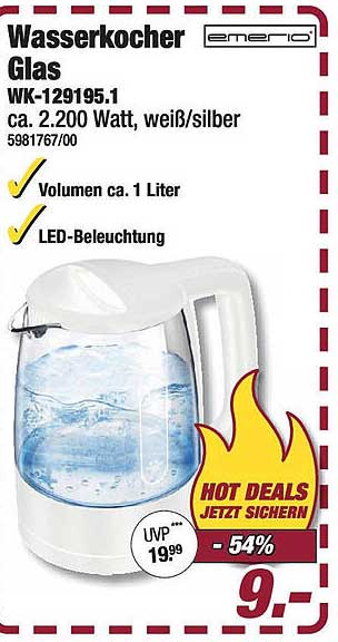 Wasserkocher Glas WK-129195.1 – jetzt zum Schnäppchenpreis!