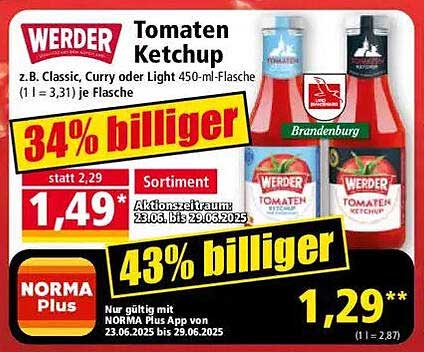 WERDER Tomaten Ketchup 450 ml - Jetzt zum Aktionspreis!