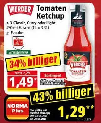 WERDER Tomaten Ketchup – z. B. Classic, Curry oder Light