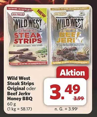 Wild West Steak Strips Original oder Beef Jerky Honey BBQ