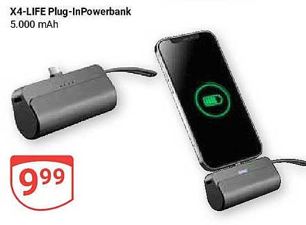X4-LIFE Plug-In Powerbank 5.000 mAh
