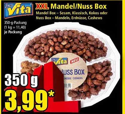 XXL Mandel/Nuss Box 350 g – Genuss in der praktischen Box
