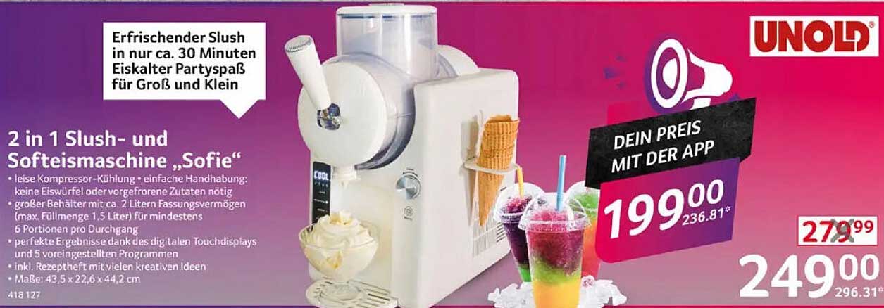 2 in 1 Slush- und Softeismaschine „Sofie“