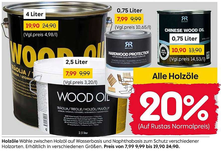 20% auf alle Holzöle im Rusta-Prospekt