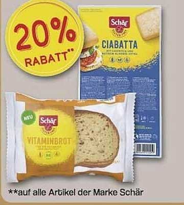 20% Rabatt auf alle Artikel der Marke Schär