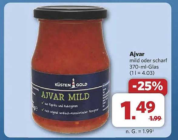 Ajvar mild oder scharf 370-ml-Glas
