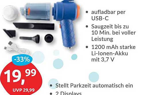 Akku-Handstaubsauger mit USB-C-Ladung