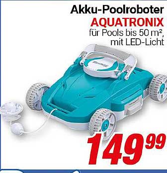 Akku-Poolroboter AQUATRONIX für Pools bis 50 m² mit LED-Licht