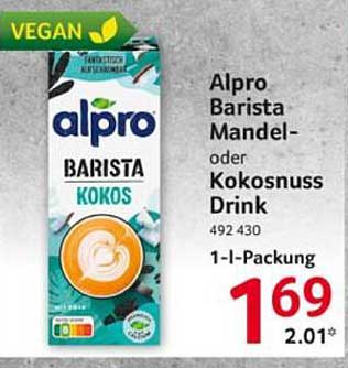 Alpro Barista Mandel- oder Kokosnuss Drink 1-L-Packung