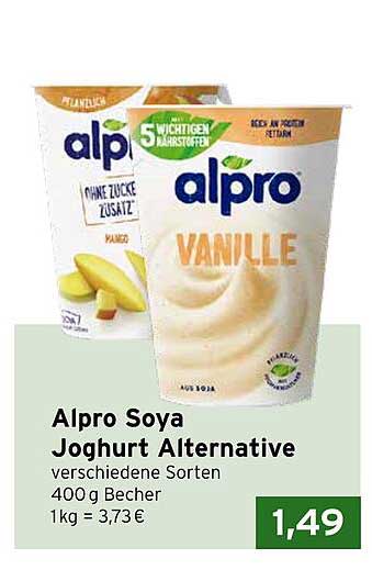 Alpro Soya Joghurt Alternative verschiedene Sorten 400 g Becher