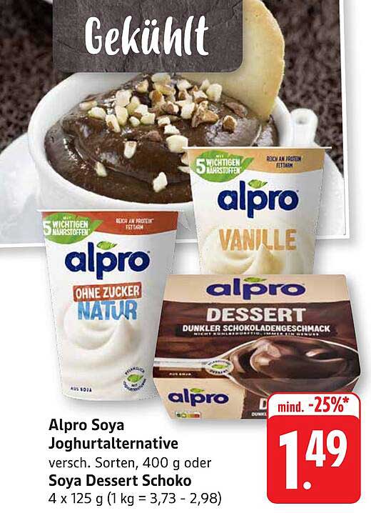 Alpro Soya Joghurtalternative und Dessert Schoko - Verschiedene Sorten