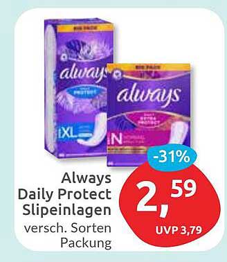Always Daily Protect Slipeinlagen - verschiedene Sorten
