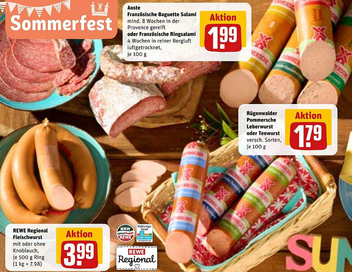 Aoste Französische Baguette Salami oder Rindsalami, 100 g für nur 1,99 €
