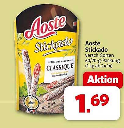 Aoste Stickado - verschiedene Sorten, 60/70-g-Packung