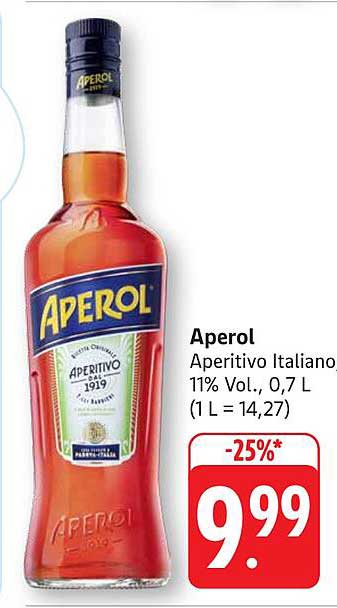 Aperol Aperitivo Italiano 0,7 L – jetzt 25% sparen!