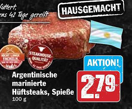 Argentinische marinierte Hüftsteaks, Spieße