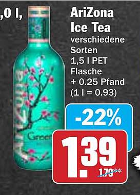 AriZona Ice Tea verschiedene Sorten 1,5 l PET Flasche