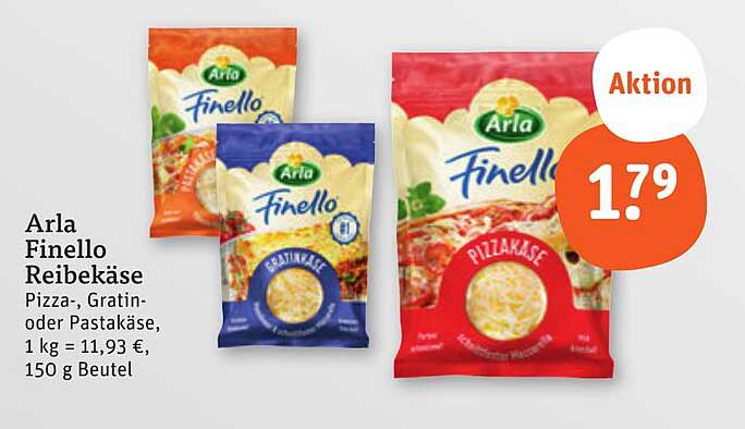 Arla Finello Reibekäse - Pizza-, Gratin- oder Pastakäse, 150 g